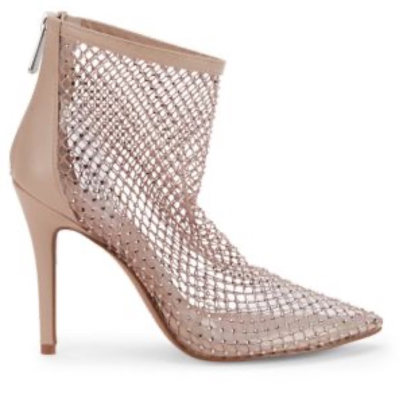 CHARLES DAVID RHINESTONE STUDDED BOOTIES MESH METALLIC POINTED TOE HEELS 7 - Picture 1 of 10